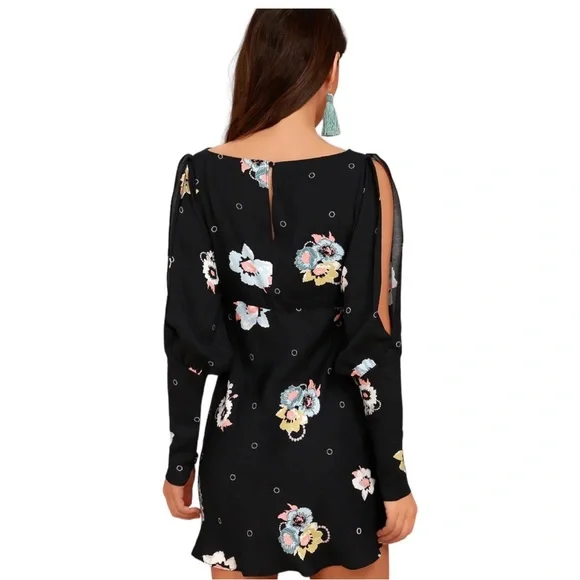 EUC Free People SunShadows Black Floral Dress, 4 - Picture 6 of 15